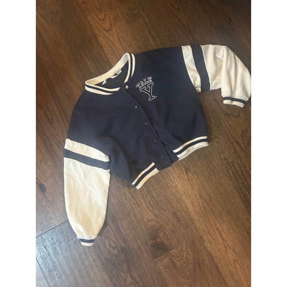 HM Kids Yale University Varsity Jacket Navy Blue White Cropped Size 8-10